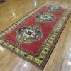 5′ x 12′ Turkish Oushak Rust Charcoal Triple Medallion Runner – Vintage Hand-Knotted Wool