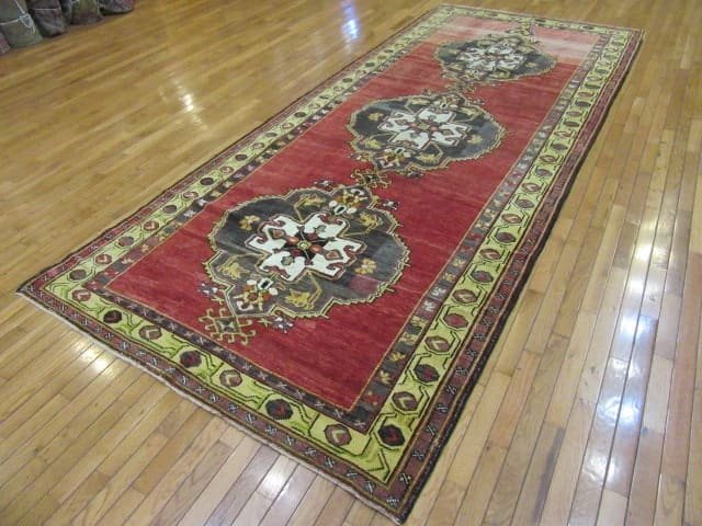 5′ x 12′ Turkish Oushak Rust Charcoal Triple Medallion Runner – Vintage Hand-Knotted Wool