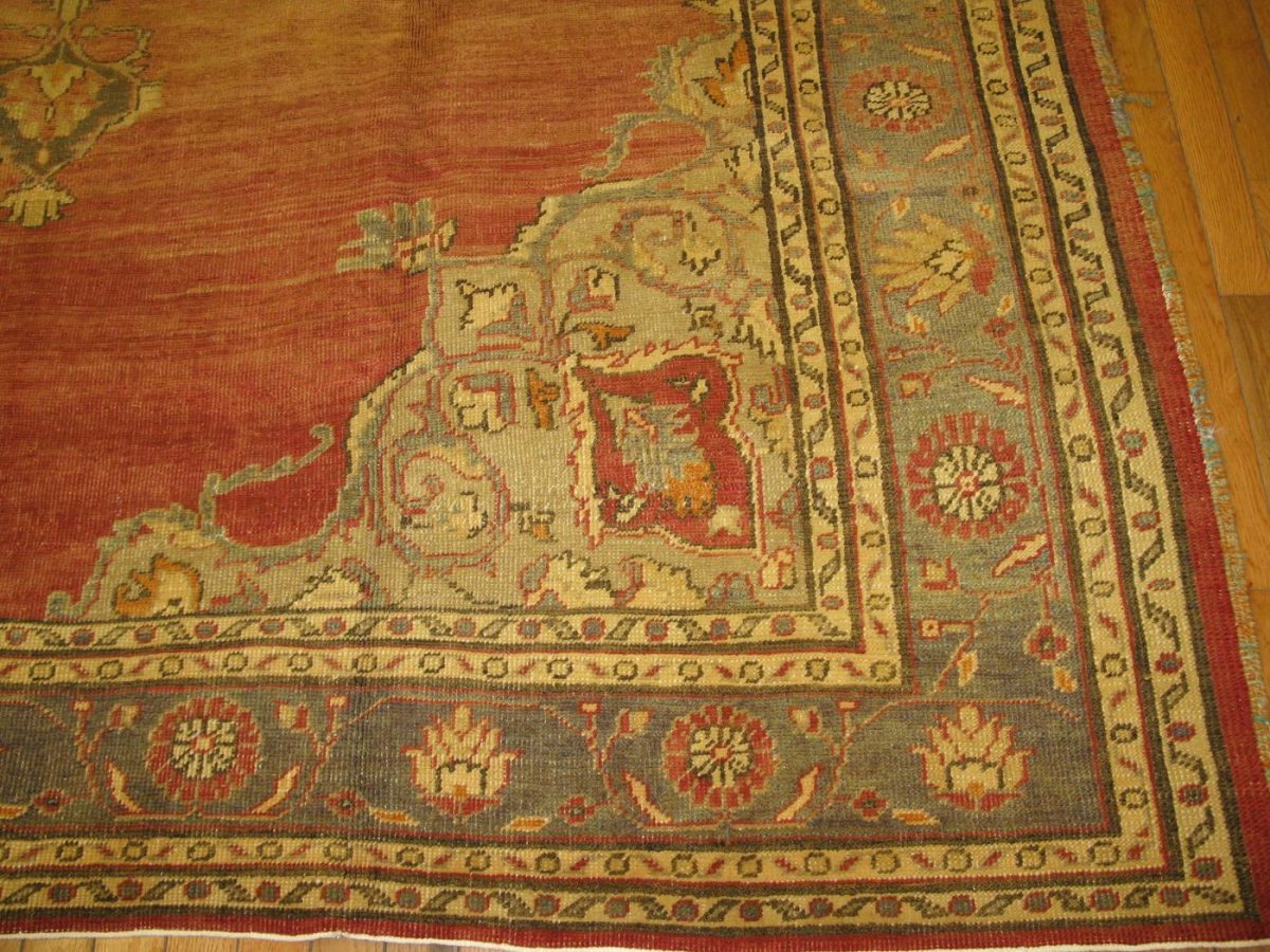 7′ x 10′ Turkish Antique-Washed Rust Medallion Rug – Semi-Antique Hand-Knotted Wool