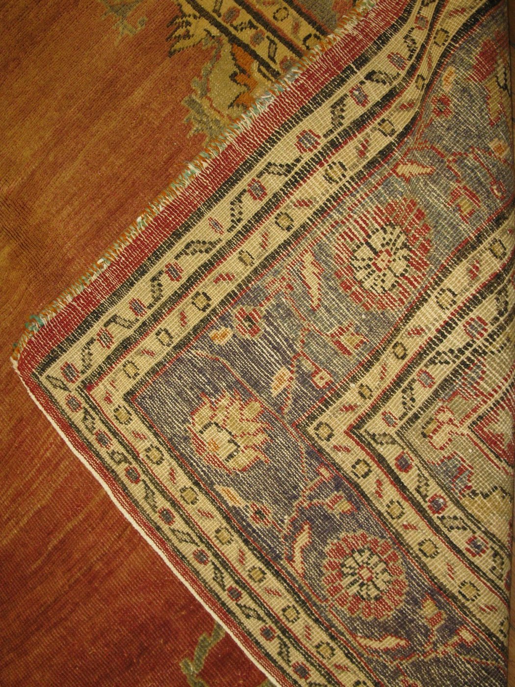 7′ x 10′ Turkish Antique-Washed Rust Medallion Rug – Semi-Antique Hand-Knotted Wool