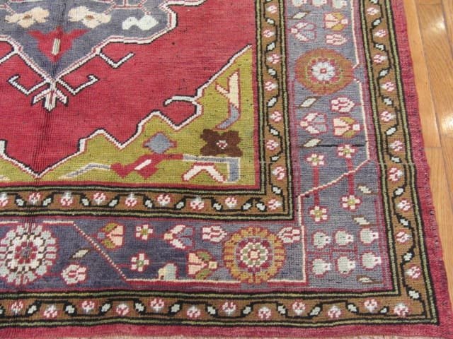5′ x 10′ Vintage Turkish Oushak Rust Blue Medallion Rug – Hand-Knotted Wool