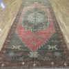 5′ x 13′ Turkish Rust Charcoal Medallion Runner – Vintage Hand-Knotted Wool