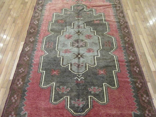 5′ x 13′ Turkish Rust Charcoal Medallion Runner – Vintage Hand-Knotted Wool