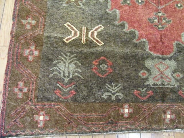 5′ x 13′ Turkish Rust Charcoal Medallion Runner – Vintage Hand-Knotted Wool