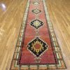 4′ x 14′ Turkish Rust Black Medallion Runner – Vintage Hand-Knotted Wool