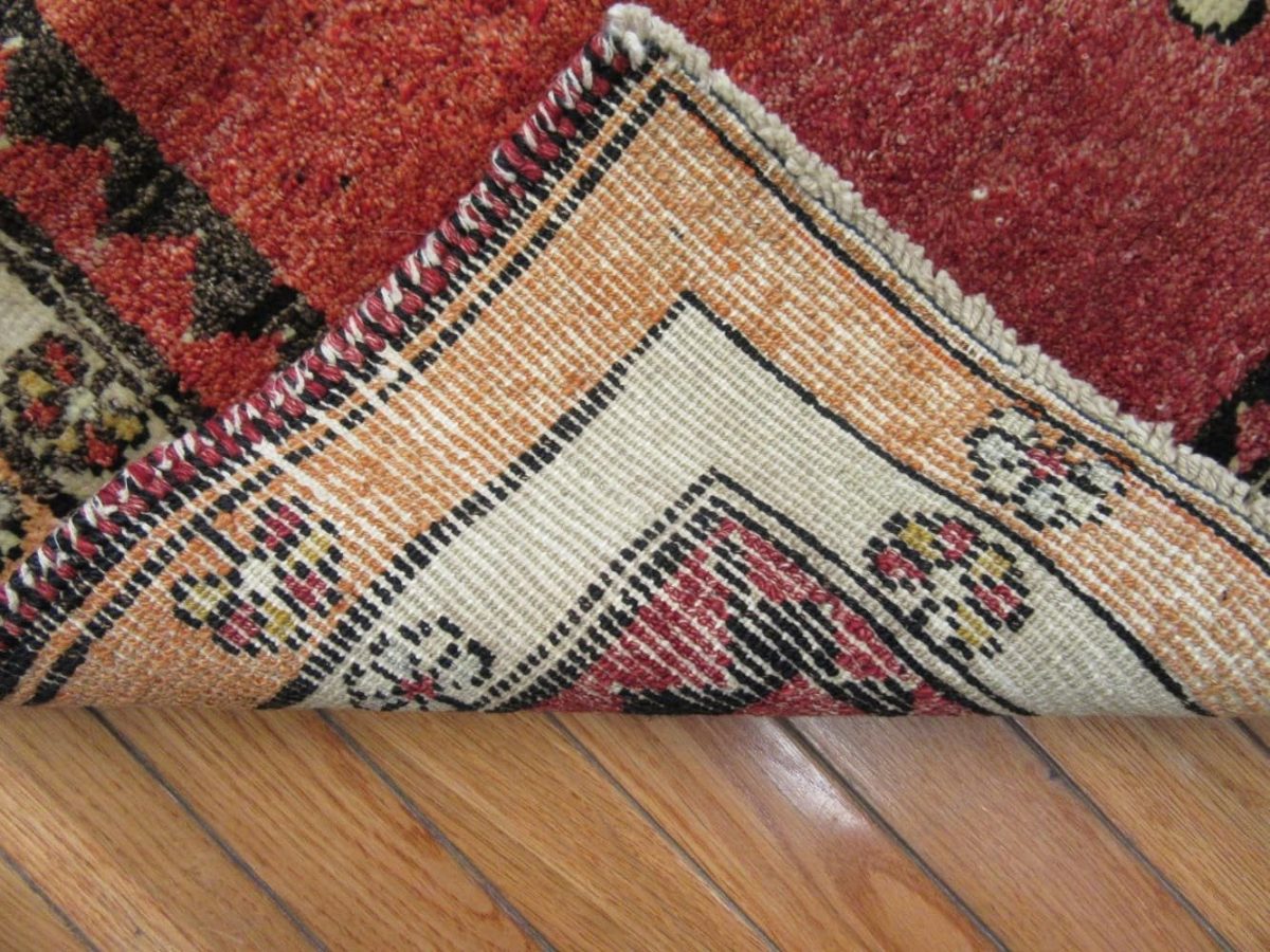 4′ x 14′ Turkish Rust Black Medallion Runner – Vintage Hand-Knotted Wool