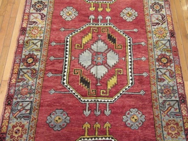5′ x 12′ Turkish Oushak Rust Ivory Black Medallion Runner – Vintage Hand-Knotted Wool