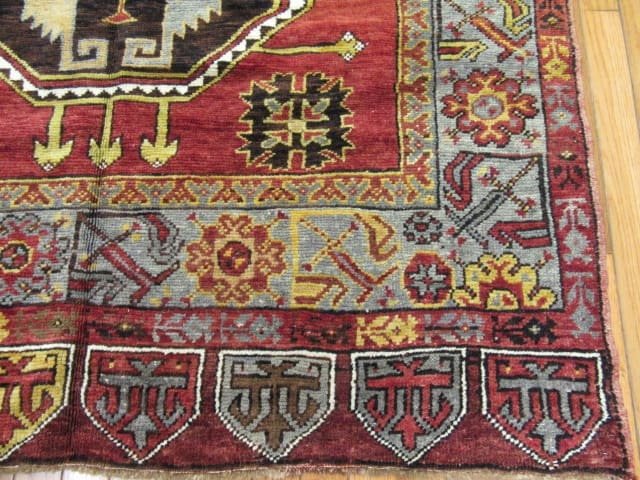 5′ x 12′ Turkish Oushak Rust Ivory Black Medallion Runner – Vintage Hand-Knotted Wool