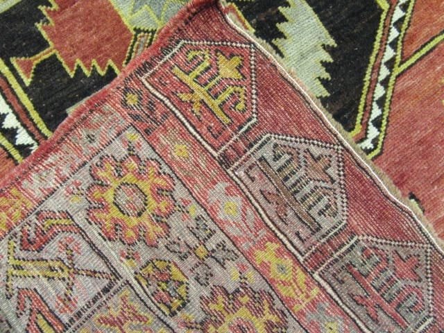 5′ x 12′ Turkish Oushak Rust Ivory Black Medallion Runner – Vintage Hand-Knotted Wool