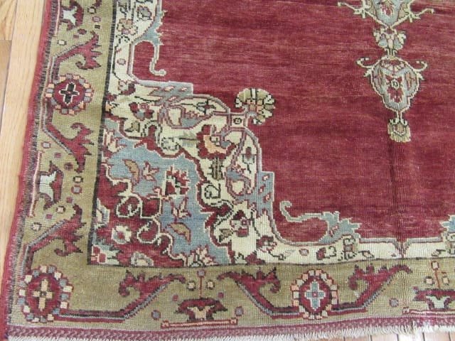 5′ x 15′ Turkish Oushak Rust Blue Ivory Medallion Runner – Vintage Hand-Knotted Wool