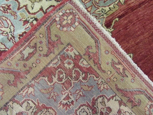 5′ x 15′ Turkish Oushak Rust Blue Ivory Medallion Runner – Vintage Hand-Knotted Wool