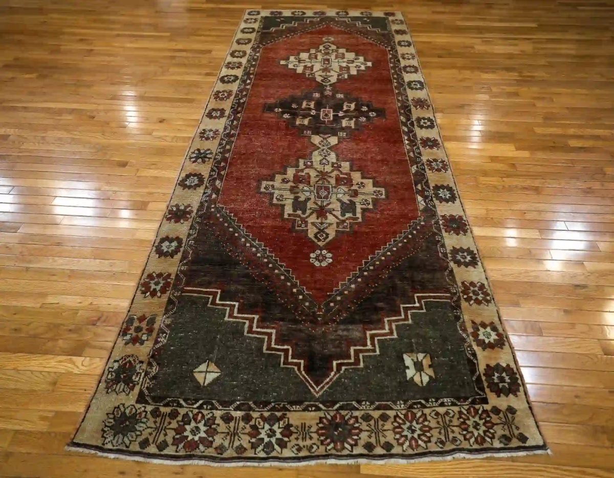 4′ x 11′ Beige Fine Hand-Knotted Turkish Oushak Runner – Traditional Wool - 1 4′ x 11′ Beige Fine Hand-Knotted Turkish Oushak Runner – Traditional Wool