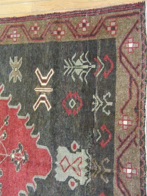 5′ x 12′ Turkish Charcoal Rust Medallion Runner – Vintage Hand-Knotted Wool