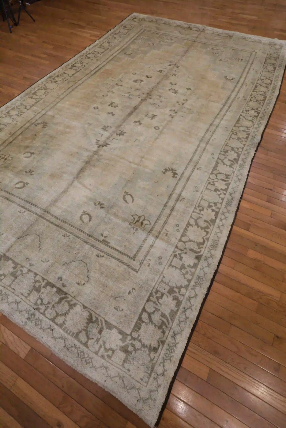 8′ x 14′ Beige Fine Hand-Knotted Turkish Oushak Rug – Traditional Wool