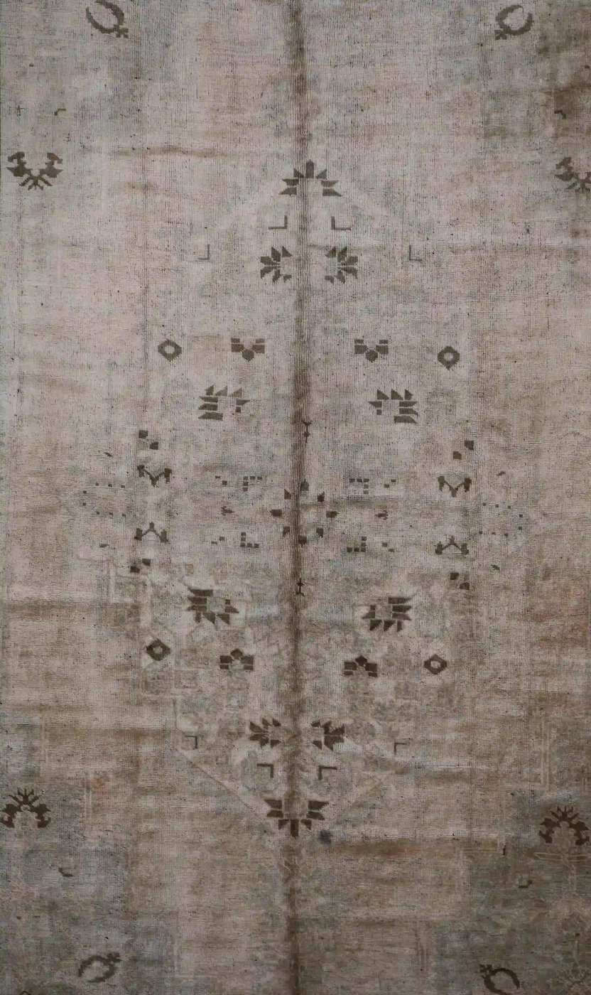 8′ x 14′ Beige Fine Hand-Knotted Turkish Oushak Rug – Traditional Wool