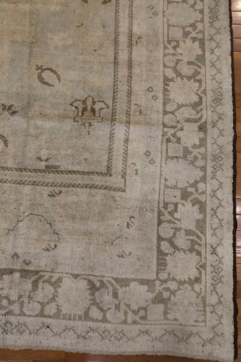 8′ x 14′ Beige Fine Hand-Knotted Turkish Oushak Rug – Traditional Wool