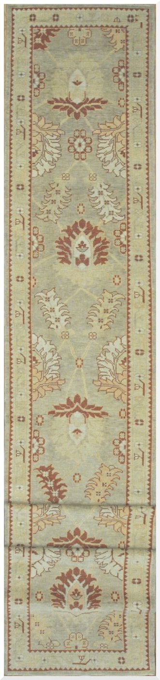 3′ x 22′ Beige Fine Hand-Knotted Turkish Vintage Runner – Transitional Wool