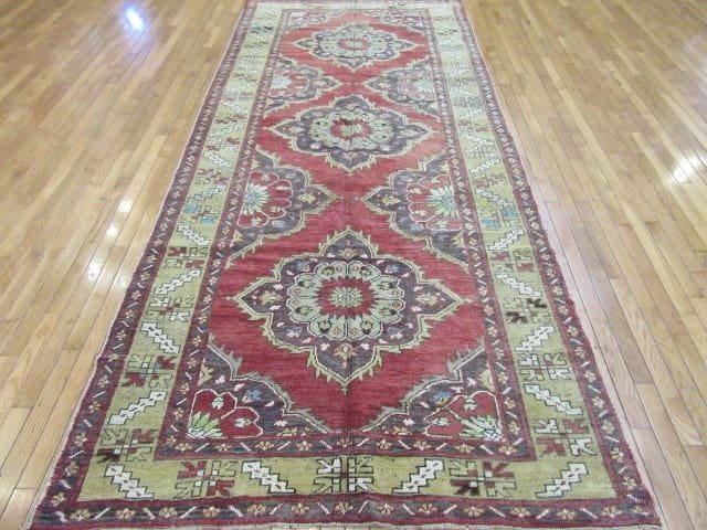 5′ x 11′ Turkish Oushak Rust Sage Triple Medallion Runner – Vintage Hand-Knotted Wool