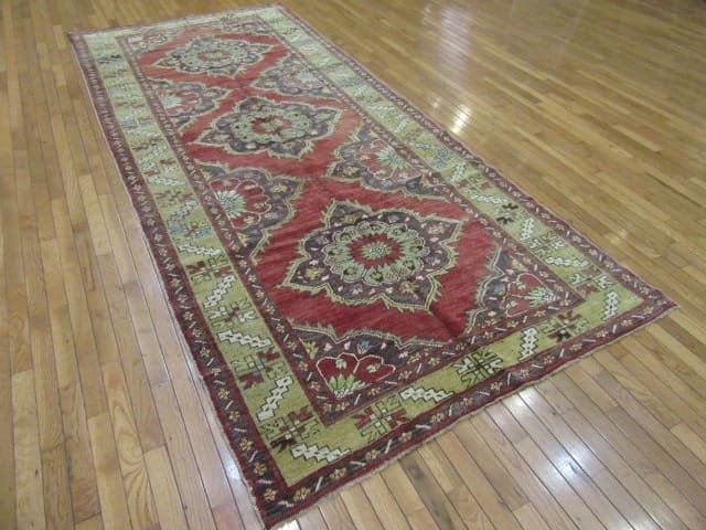 5′ x 11′ Turkish Oushak Rust Sage Triple Medallion Runner – Vintage Hand-Knotted Wool