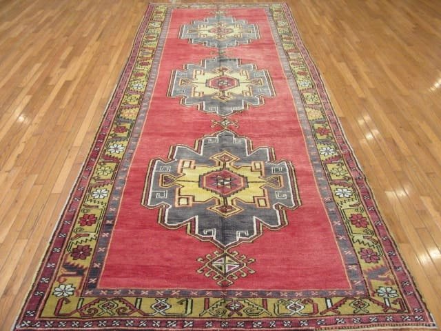 6′ x 11′ Turkish Oushak Rust Ivory Medallion Runner – Vintage Hand-Knotted Wool