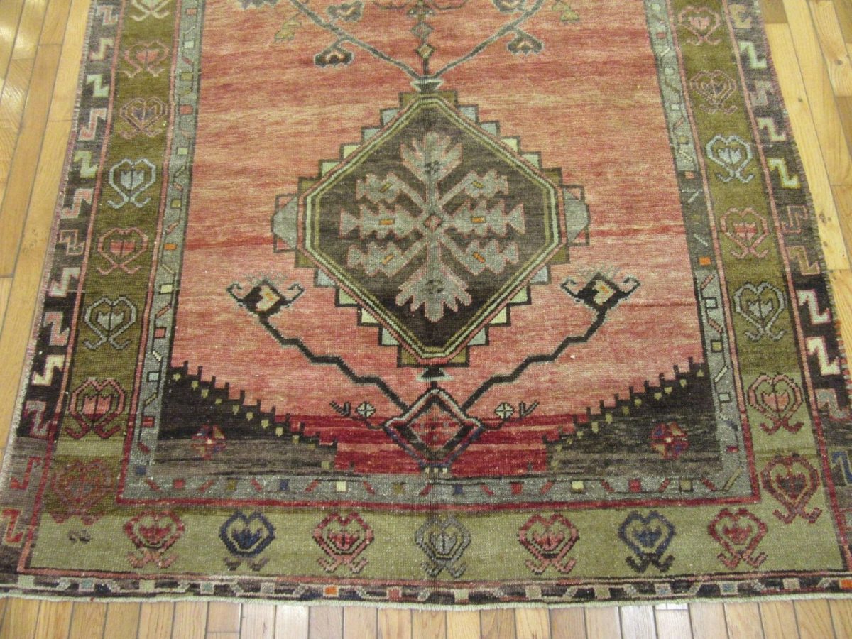 5′ x 12′ Turkish Rust Gold Medallion Runner – Vintage Hand-Knotted Wool