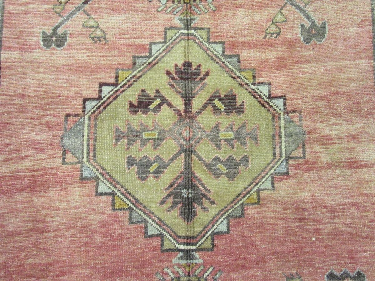 5′ x 12′ Turkish Rust Gold Medallion Runner – Vintage Hand-Knotted Wool
