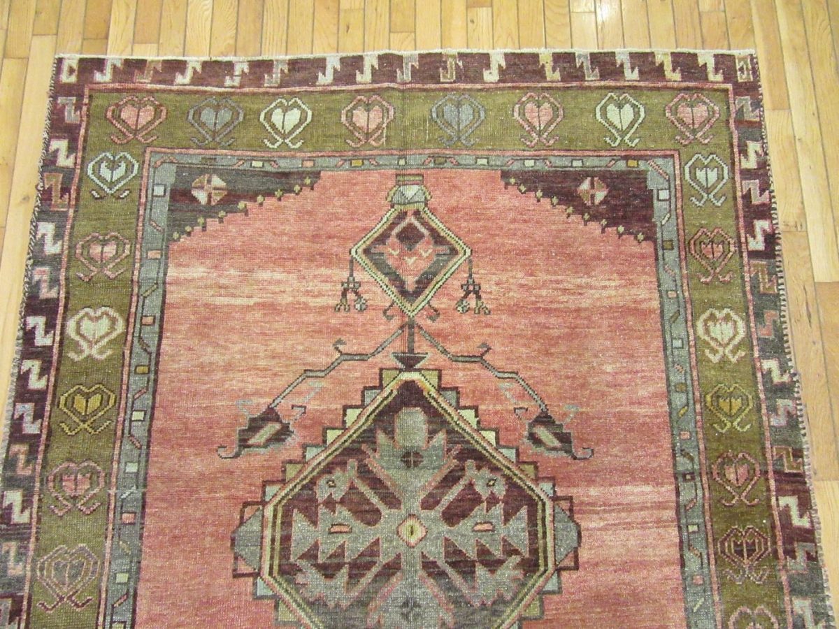 5′ x 12′ Turkish Rust Gold Medallion Runner – Vintage Hand-Knotted Wool