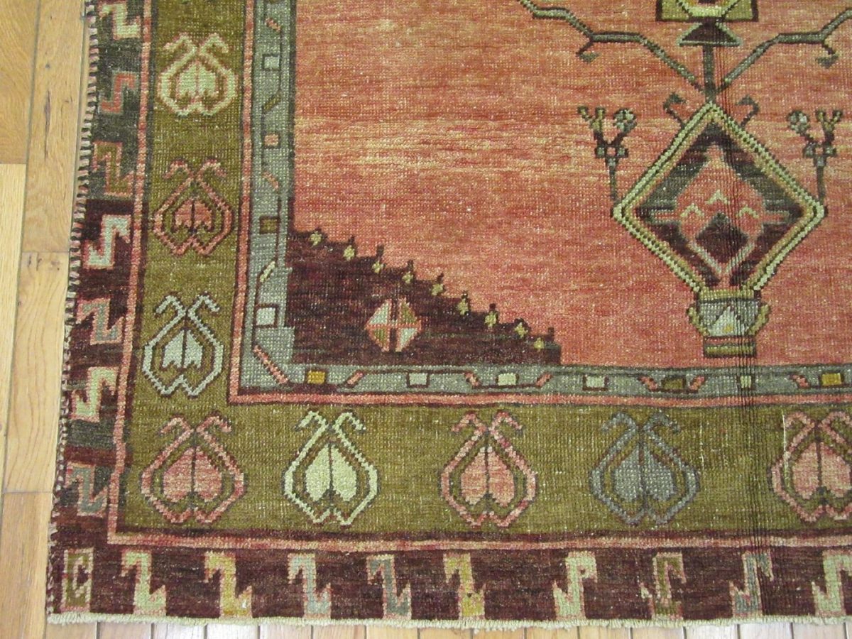 5′ x 12′ Turkish Rust Gold Medallion Runner – Vintage Hand-Knotted Wool
