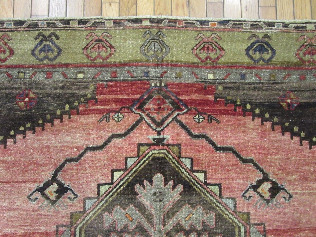5′ x 12′ Turkish Rust Gold Medallion Runner – Vintage Hand-Knotted Wool