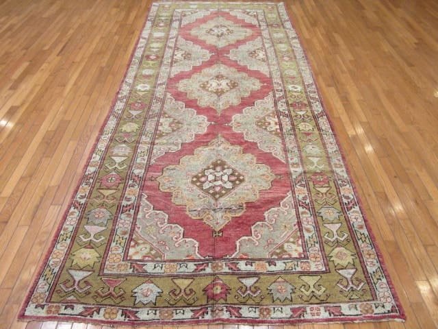 5′ x 11′ Turkish Oushak Rust Sage Triple Medallion Runner – Vintage Hand-Knotted Wool