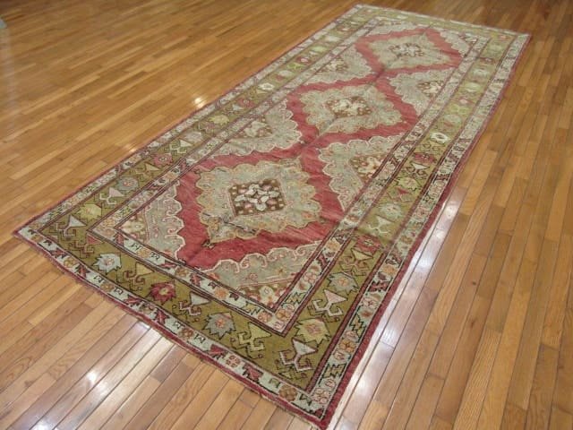 5′ x 11′ Turkish Oushak Rust Sage Triple Medallion Runner – Vintage Hand-Knotted Wool