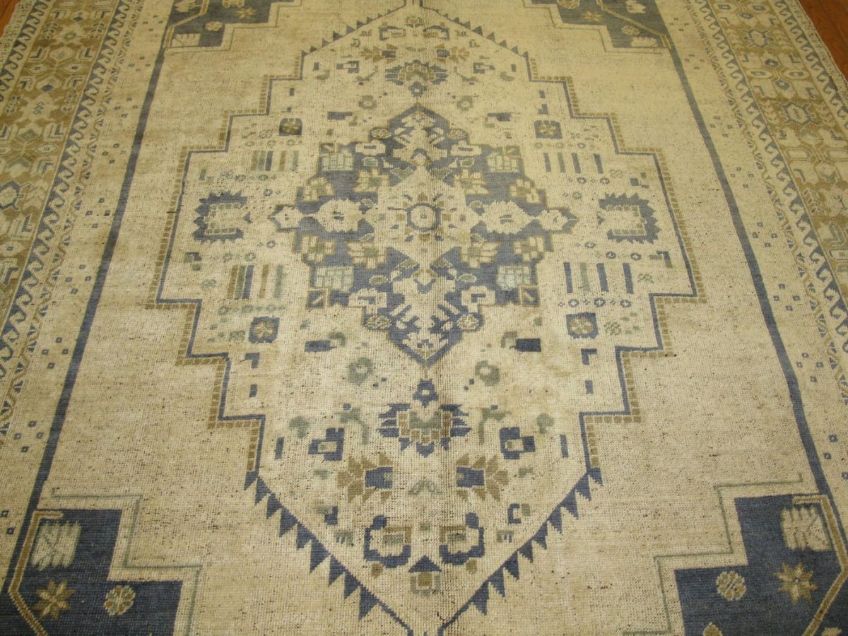 7′ x 12′ Ivory Fine Hahd-Knotted Turkish Oushak Rug – Traditiona Wool