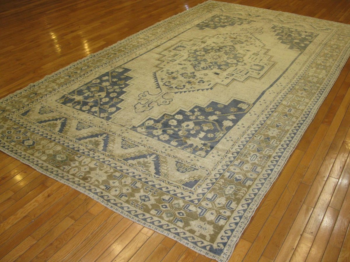 7′ x 12′ Ivory Fine Hahd-Knotted Turkish Oushak Rug – Traditiona Wool