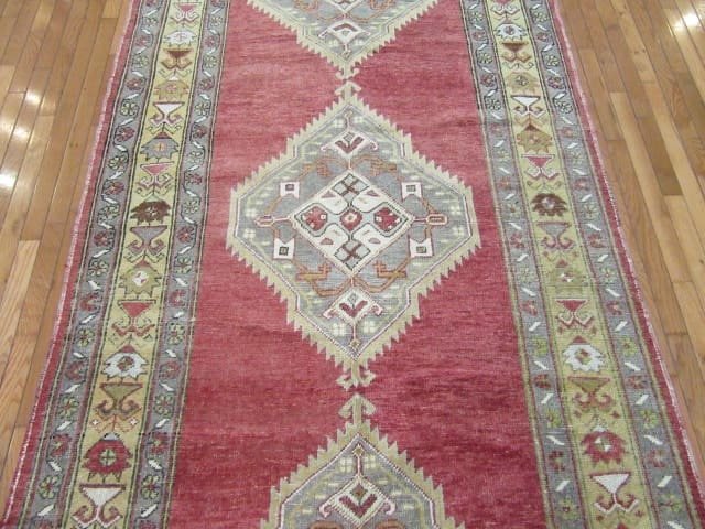 5′ x 12′ Turkish Oushak Rust Olive Tribal Runner – Vintage Hand-Knotted Wool
