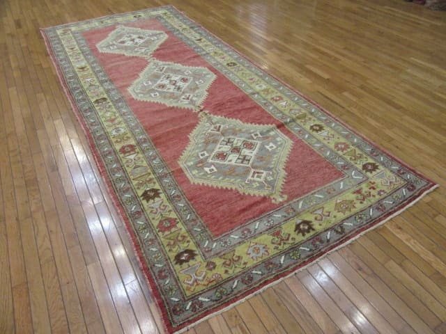 5′ x 12′ Turkish Oushak Rust Olive Tribal Runner – Vintage Hand-Knotted Wool