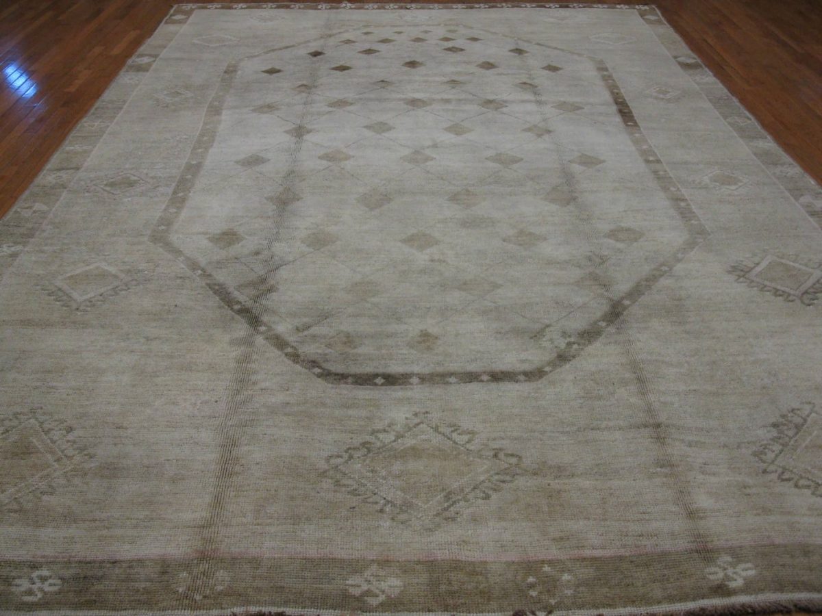 10′ x 14′ Turkish Neutral Oushak Rug – Vintage Hand-Knotted Wool