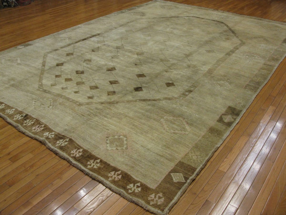 10′ x 14′ Turkish Neutral Oushak Rug – Vintage Hand-Knotted Wool