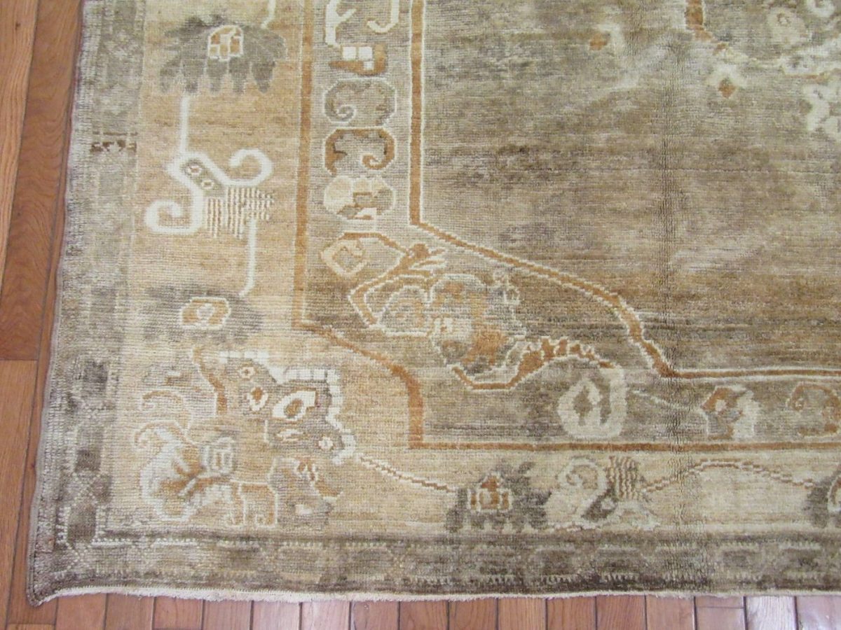 8′ x 10′ Beige Fine Hand-Knotted Turkish Rug – Transitional Wool