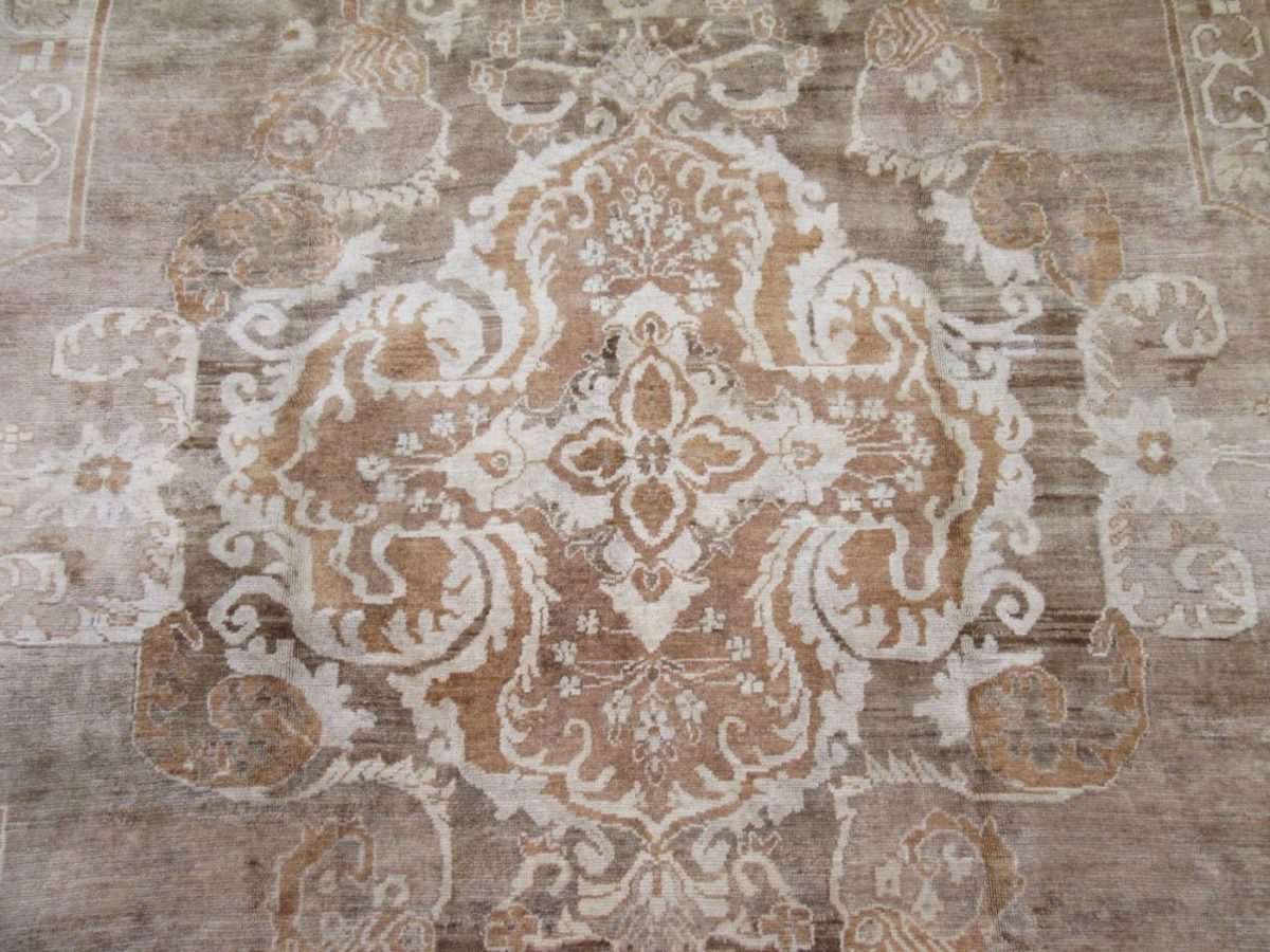 8′ x 10′ Beige Fine Hand-Knotted Turkish Rug – Transitional Wool