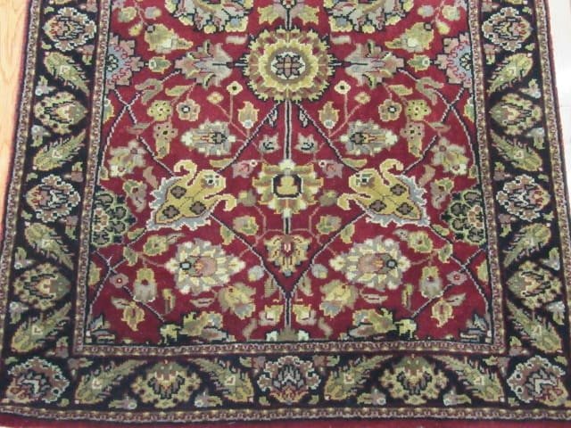 3′ x 16′ India Tabriz Design Red Floral Runner – Hand-Knotted Wool