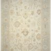 15′ x 22′ Ivory Fine Hand-Knotted Turkish Oushak Rug – Transitional Wool
