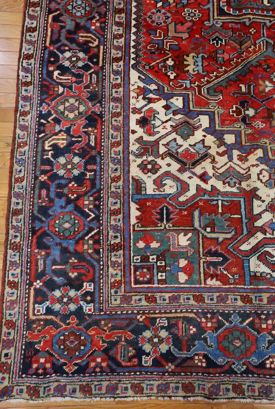 8′ x 11′ Red Fine Hand-Knotted Persian Heriz – Traditional Wool