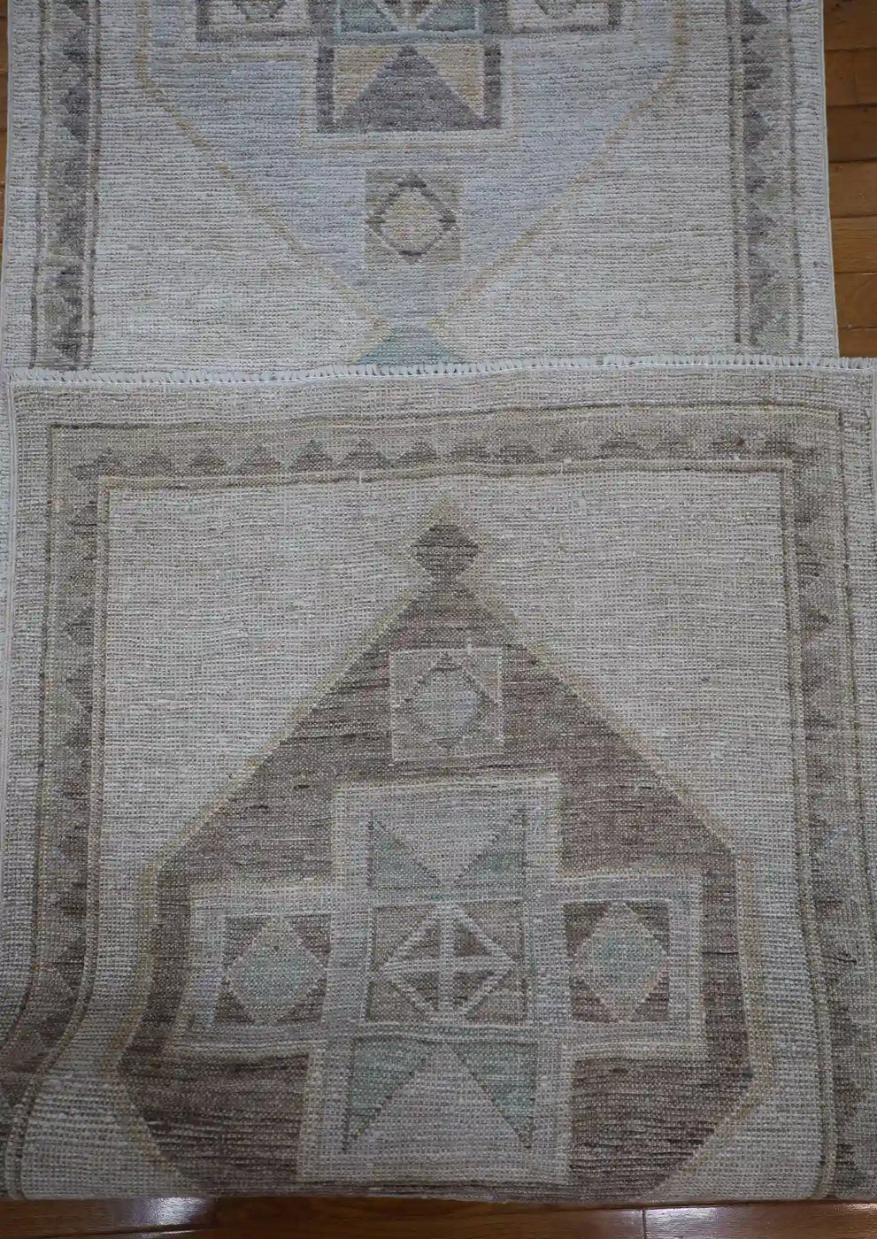 3′ x 13′ Beige Fine Hand-Knotted Afghan Oushak Runner Rug – Transitional Wool