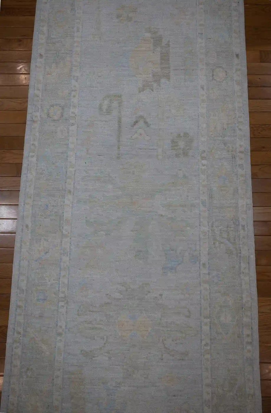 3′ x 16′ Pale Blue Fine Hand-Knotted Afghan Oushak Runner – Traditional Wool