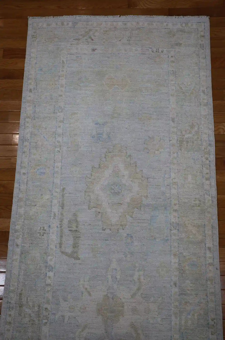 3′ x 15′ Ivory Fine Hand-Knotted Afghan Oushak Runner – Traditional Wool