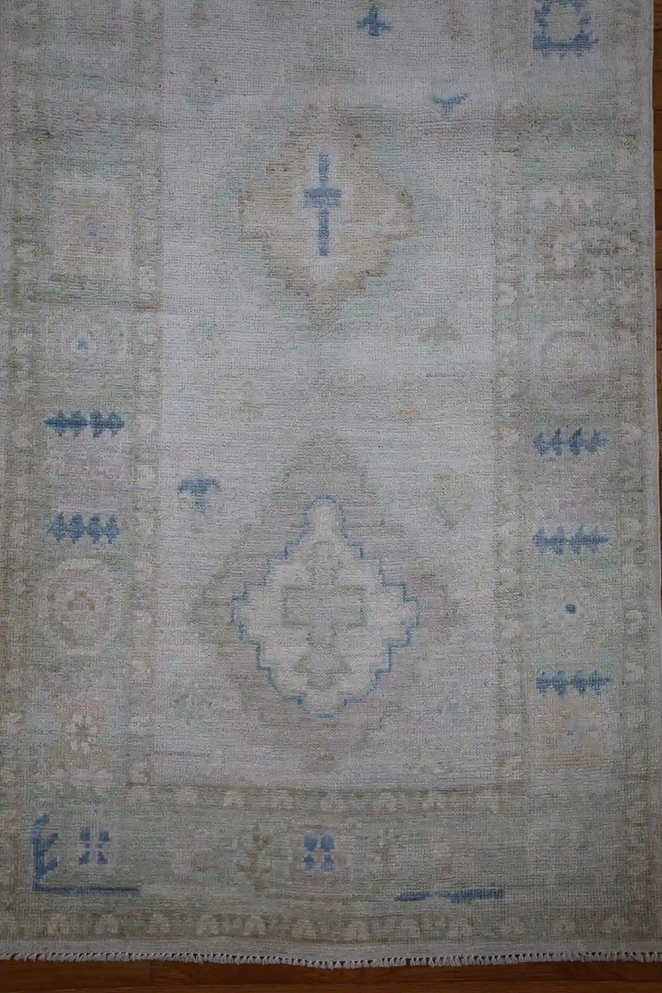 3′ x 15′ Ivory Fine Hand-Knotted Afghan Oushak Runner – Traditional Wool