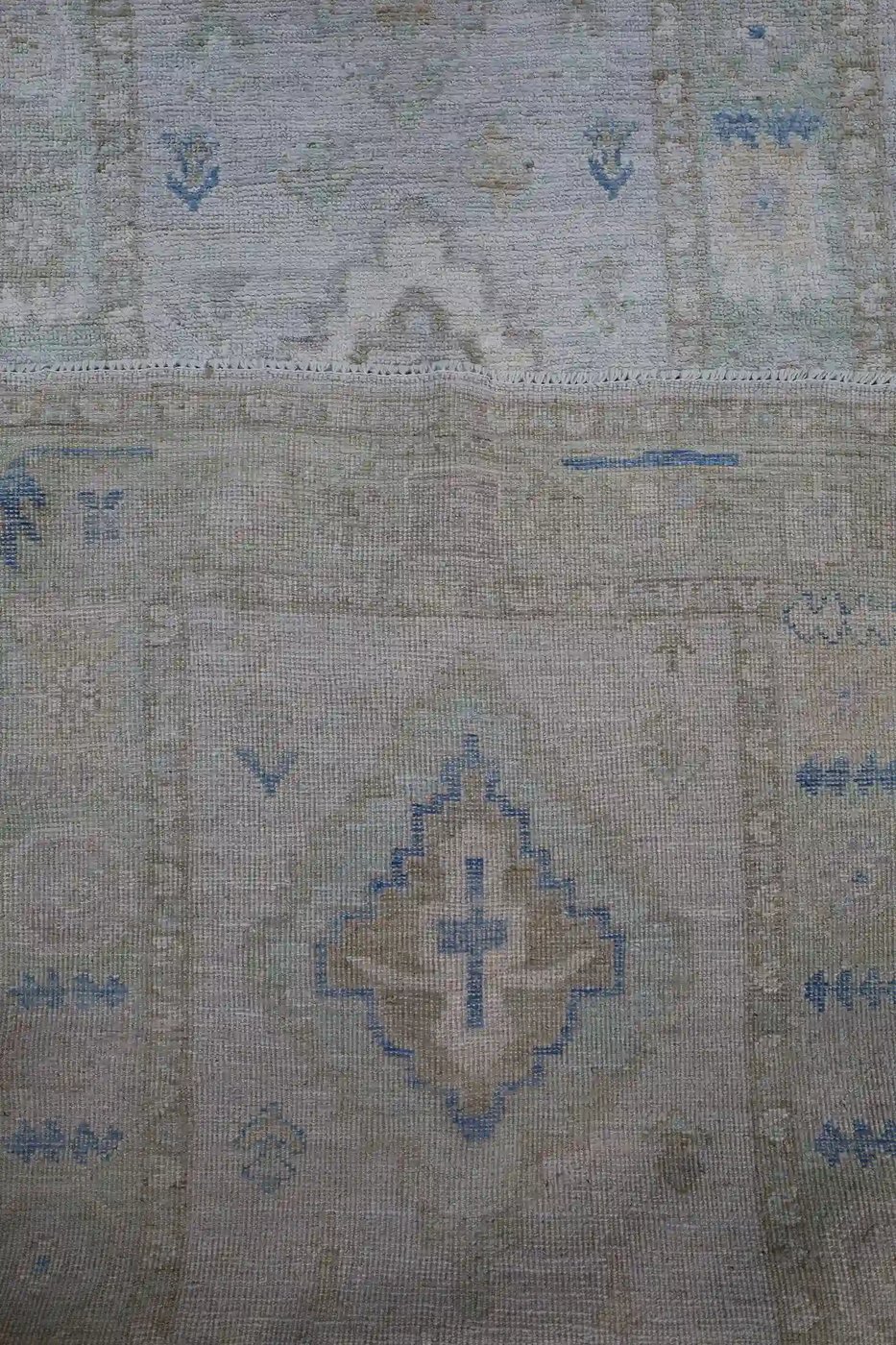 3′ x 15′ Ivory Fine Hand-Knotted Afghan Oushak Runner – Traditional Wool