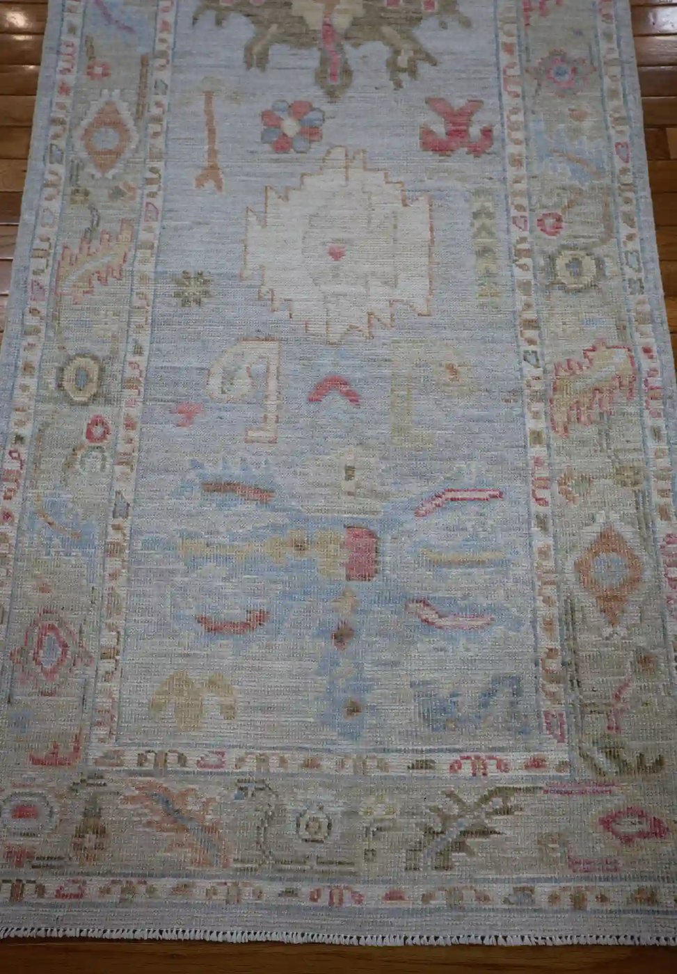 3′ x 18′ Pale Blue Fine Hand-Knotted Afghan Oushak Runner – Traditional Wool