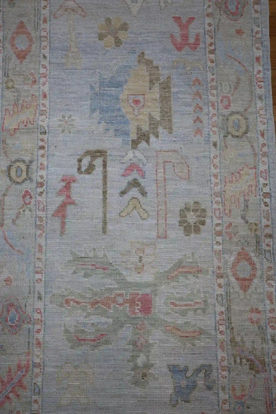 3′ x 18′ Pale Blue Fine Hand-Knotted Afghan Oushak Runner – Traditional Wool