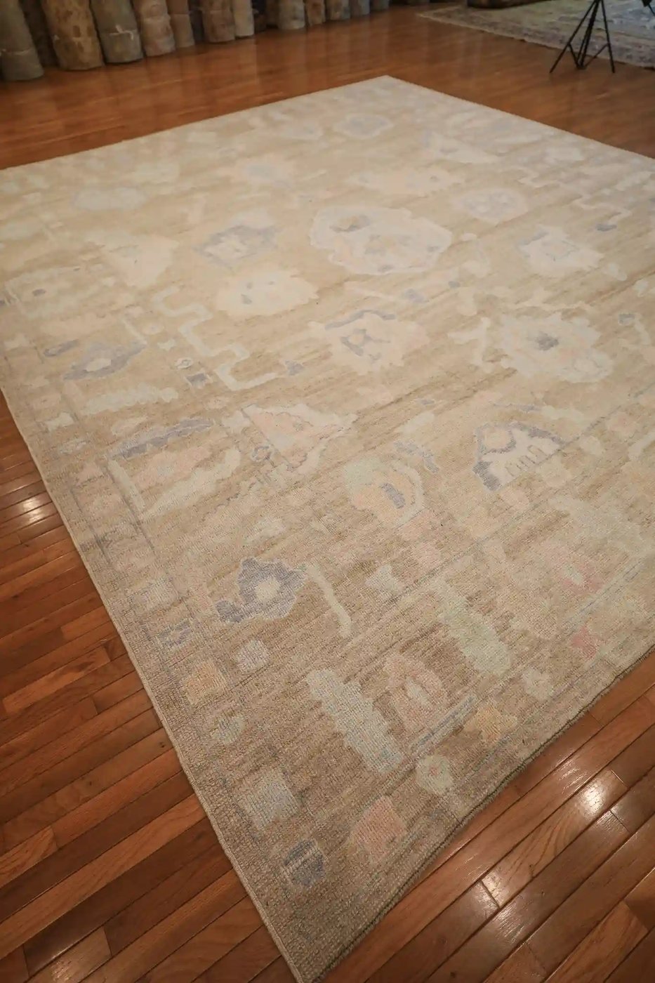 13′ x 15′ Beige Fine Hand-Knotted Turkish Oushak Rug – New Wool & Cotton